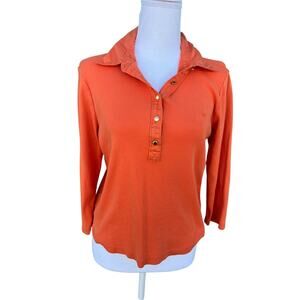 Lauren Ralph Lauren Vintage Women's Shirt Long Sleeve Collared Orange Size Large